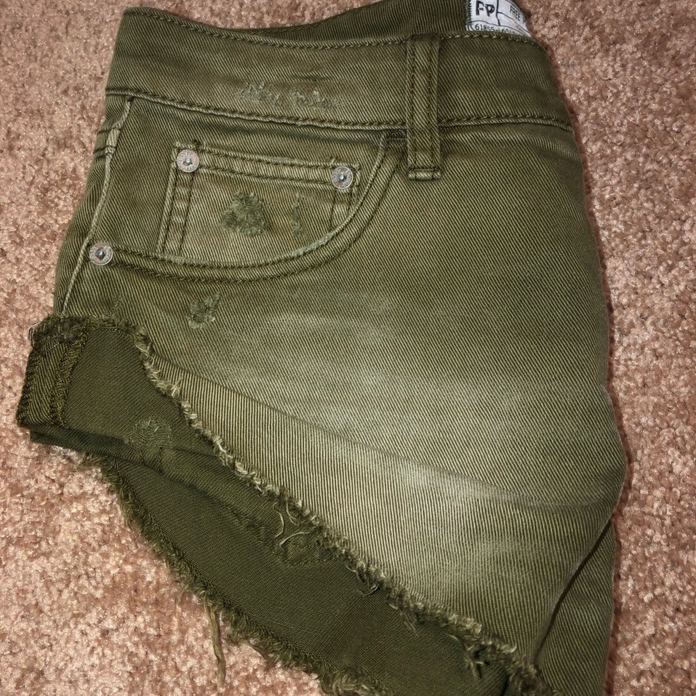 Olive green jean short-shorts